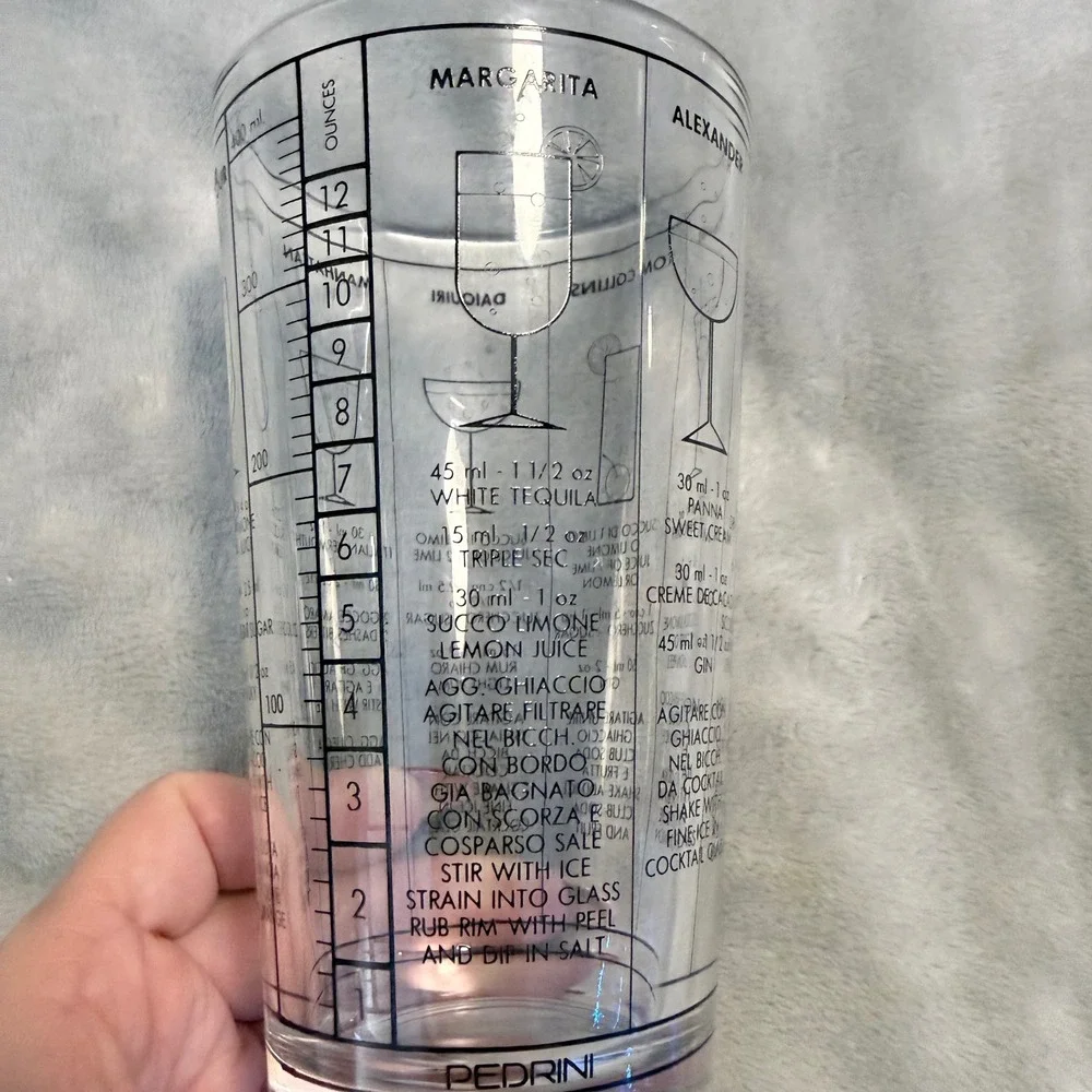 Vintage Pedrini Cocktail Recipe Mixing Glass 12 Oz Italian English Barware